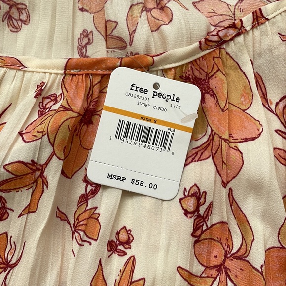 NWT Free People Ivory Combo Floral Tank Top Small - Picture 7 of 8